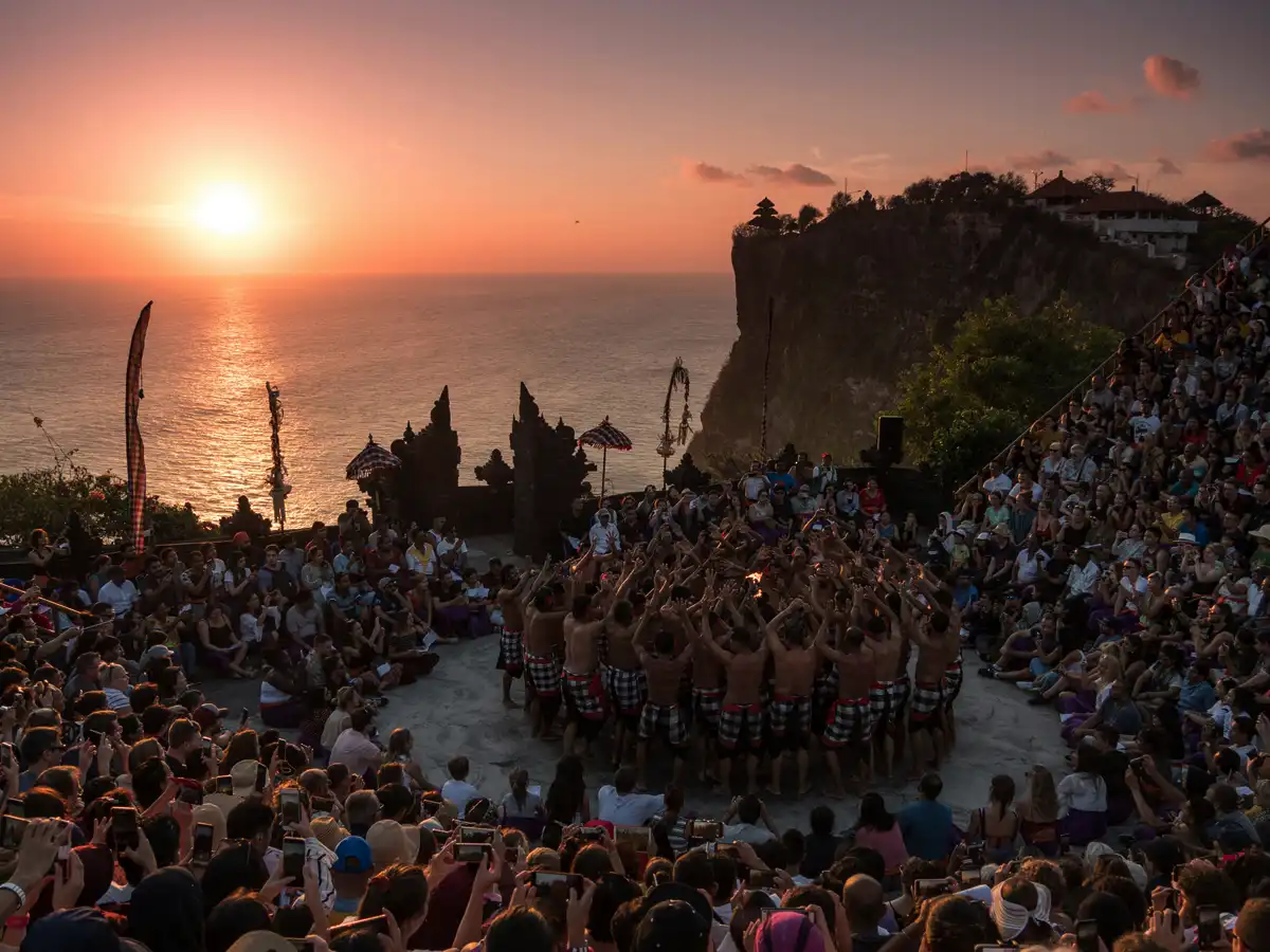 Kecak fire dance performance at Uluwatu at sunset
